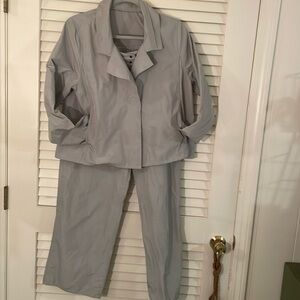 Babette 2-Piece Ice Silver Sing Snap Jacket and Wide Leg Detailed Pants